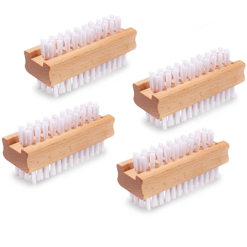 DEBETOOL DBEBTOOL Nail Brush Set - 4pcs Two-Side Fingernail Nail Brushes for Cleaning, Wooden Nail Cleaning Brush, Stiff Nail Scrubber Brush for Cleaning Toes and Nails - Image 1